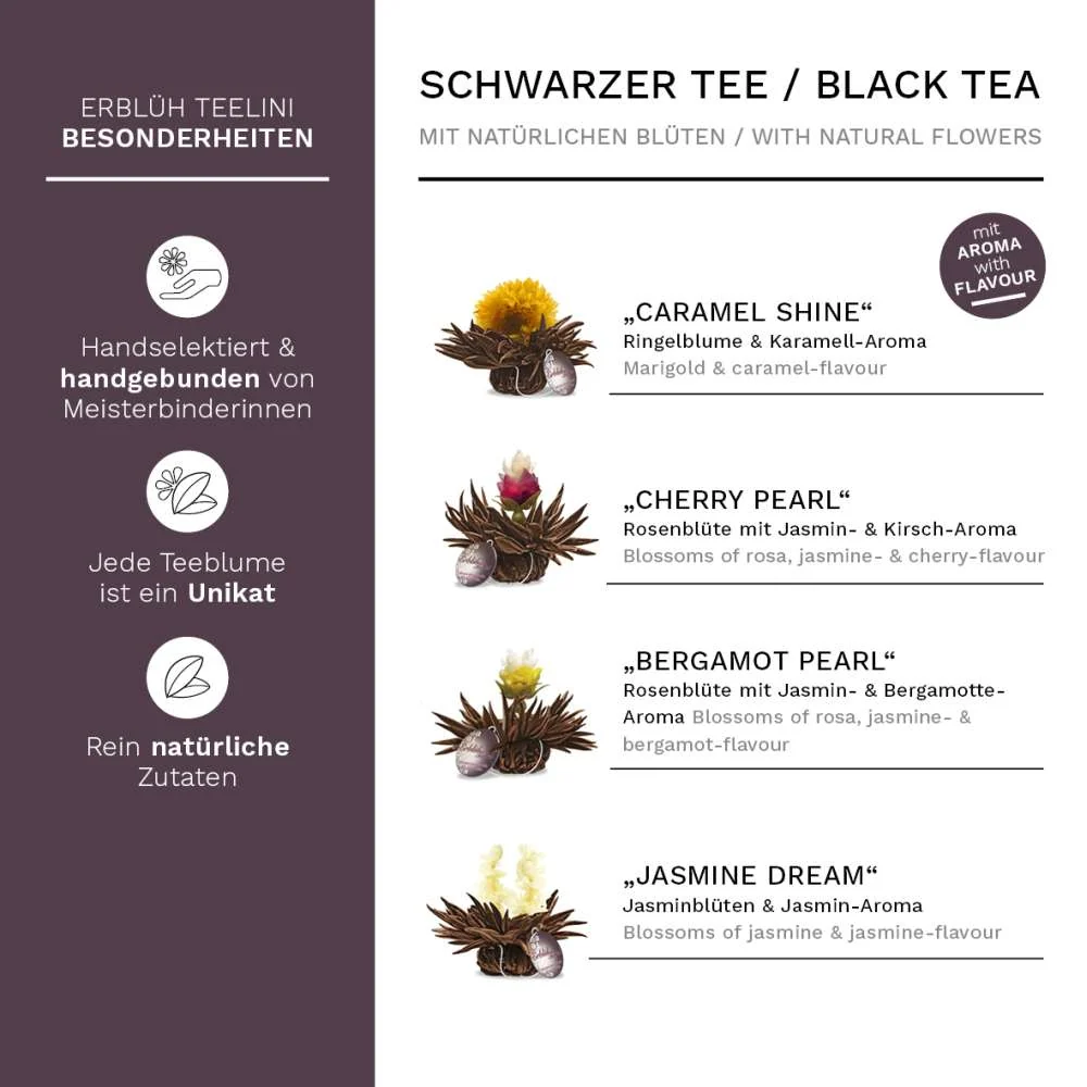 12er ErblühTeelini Schwarztee-Set & Holzkiste