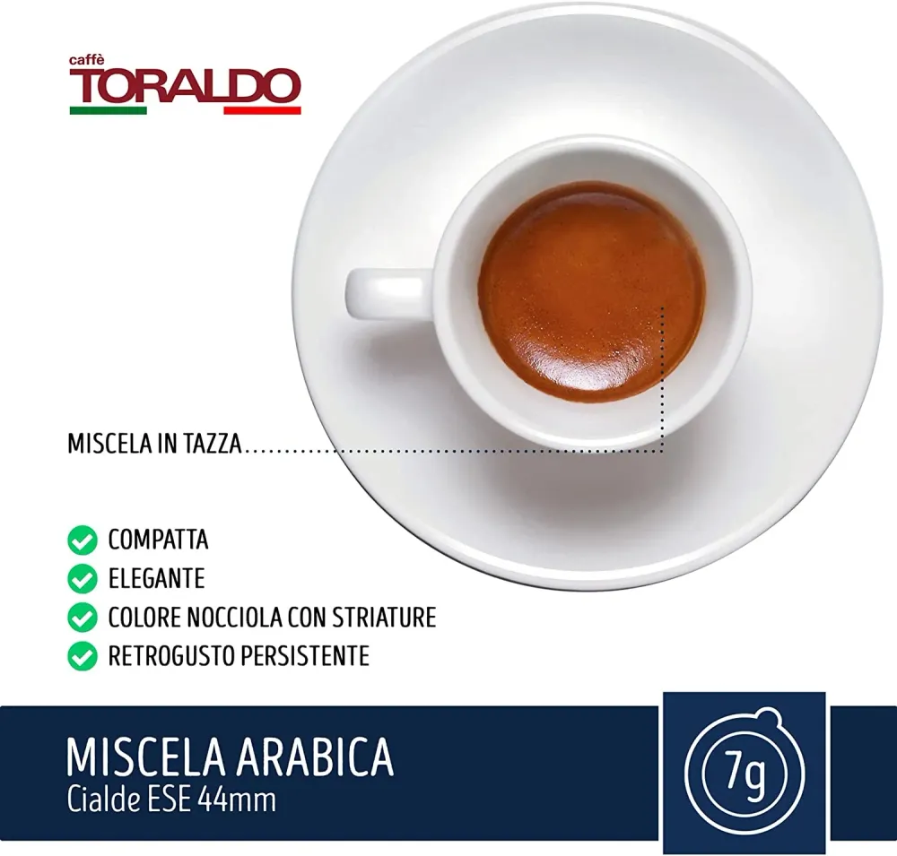 150 ESE-Schoten 44 mm Caffè Toraldo Arabica-Mischung