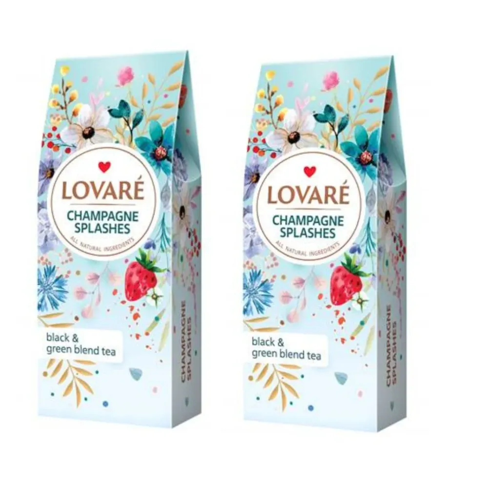 2x80 g Lovare Tee "Splashes Champagne" Schwarz ung Grünteemischung