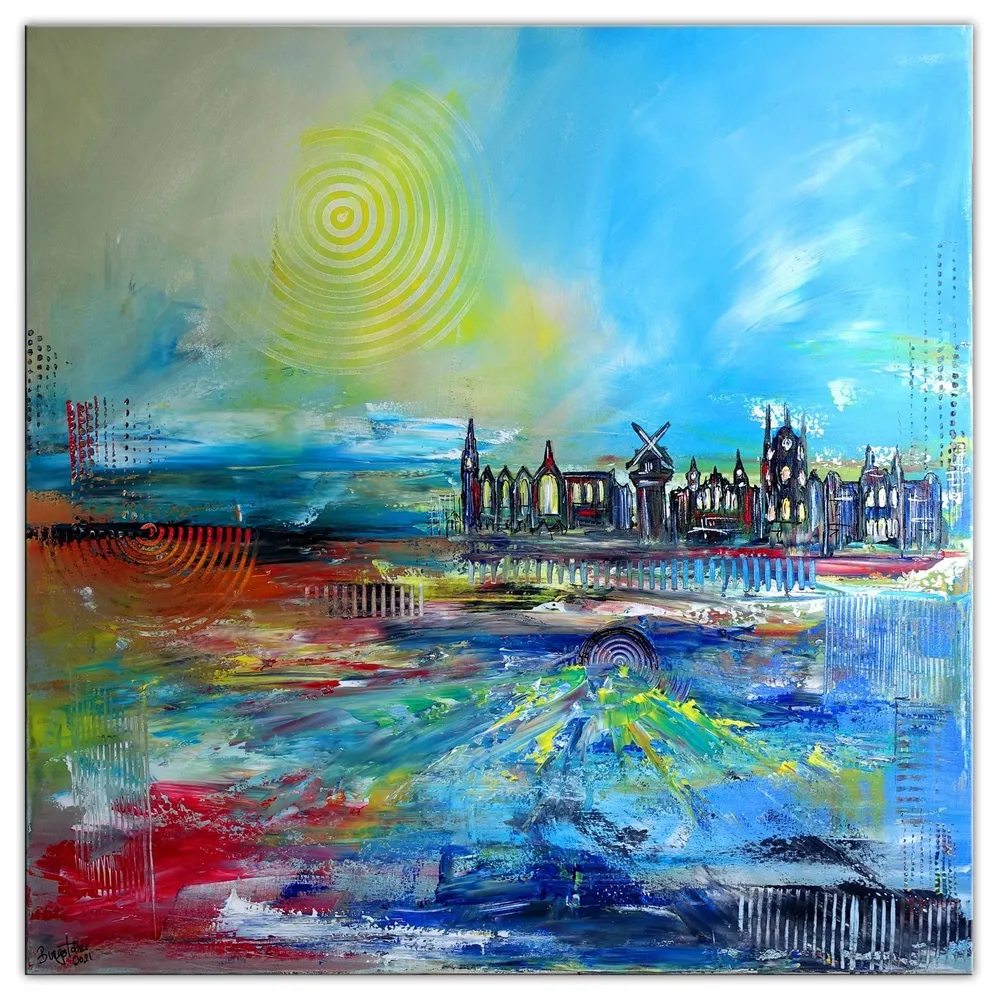 Amsterdam Skyline abstraktes Stadtbild Stadtgemälde Leinwand 100x100