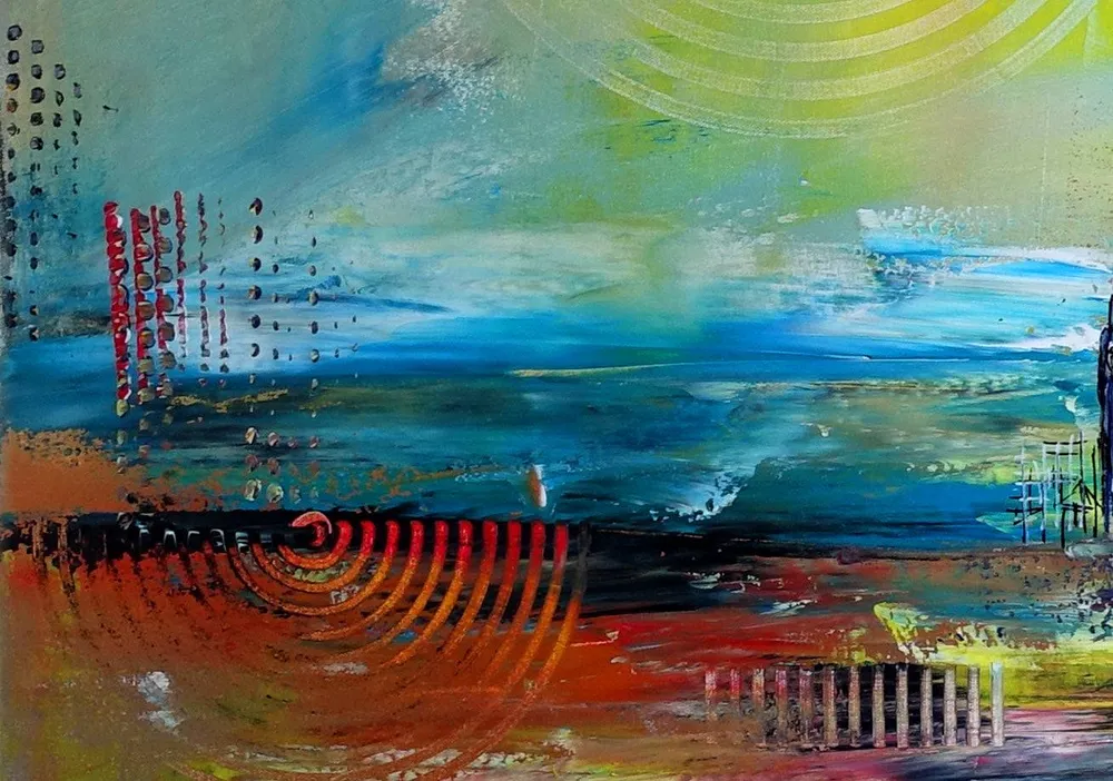 Amsterdam Skyline abstraktes Stadtbild Stadtgemälde Leinwand 100x100