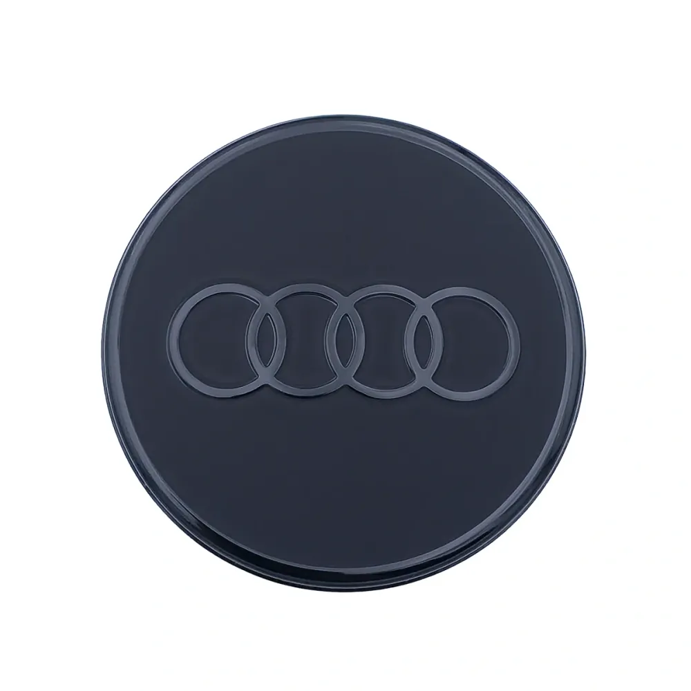 Audi Nabenkappen schwarz matt 4 Stück, mit glossy Audi Ringen, 85H071006A