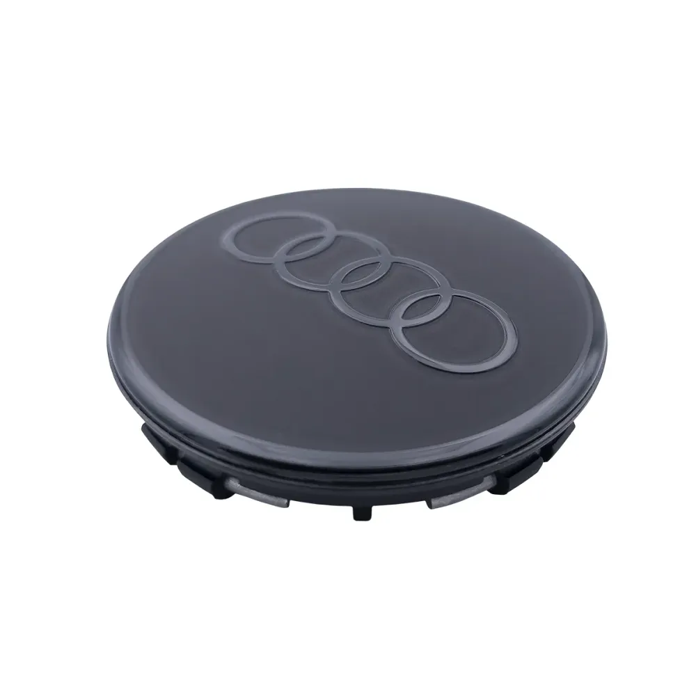 Audi Nabenkappen schwarz matt 4 Stück, mit glossy Audi Ringen, 85H071006A