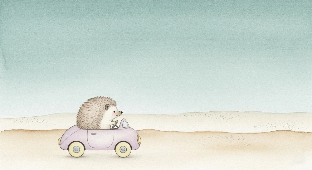 Babyzimmer Tapete | Niedlicher Igel im Auto