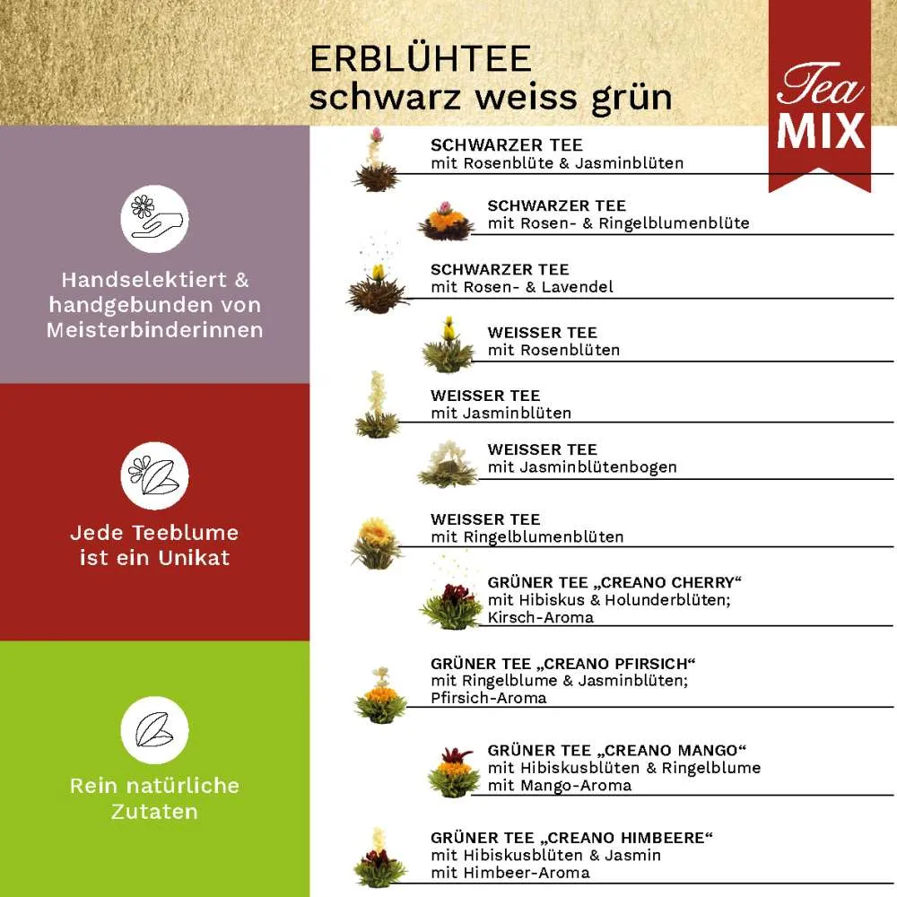 Creano ErblühTee-Holzbox, 12er Mix (11 Sorten)