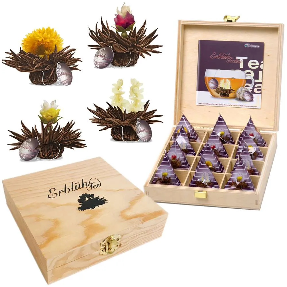 Creano ErblühTeelini Holzbox, 12er Mix Schwarztee
