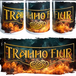 Die Trahho Fiur Tasse Schriftzug / mit Hintergrund