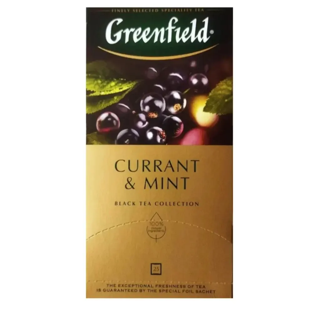 Greenfield Currant & Mint 25 Teebeutel Aromatisierter Schwarzer Tee