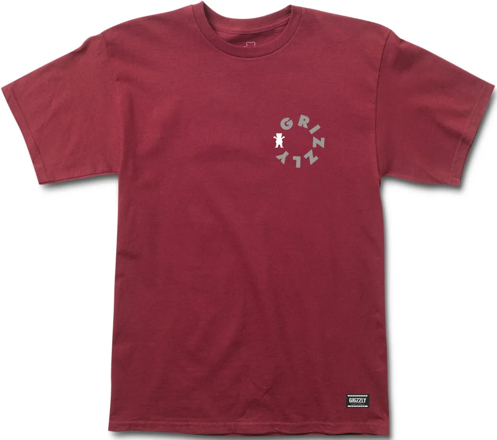 Grizzly Pipeline Tee Burgundy