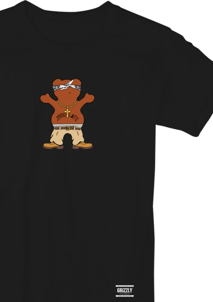 Grizzly Thug Bear Tee Black