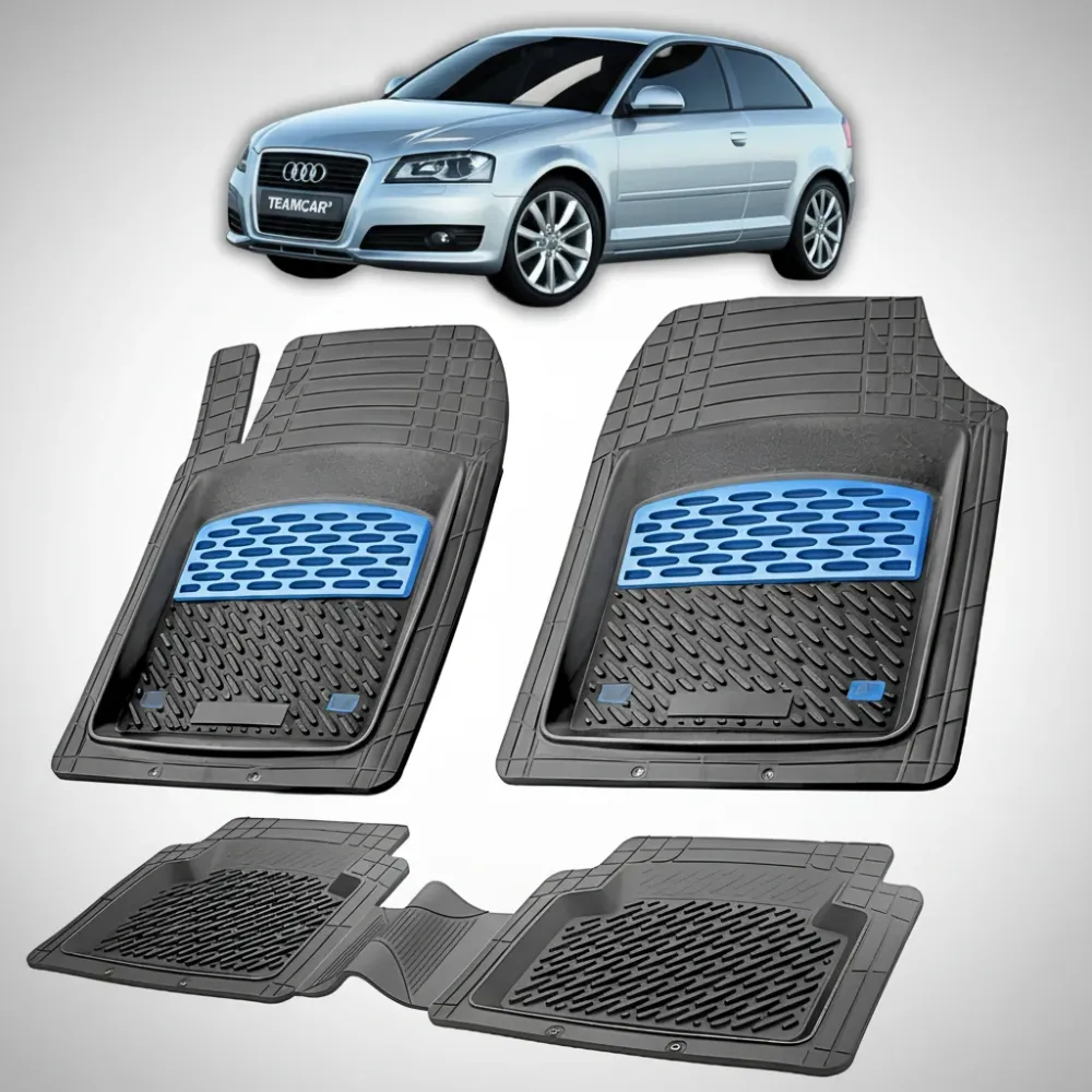 Gummifußmatten für Audi A3 8P Schrägheck, 3-Türer, passend für Baujahre 2003–2013 | Blau