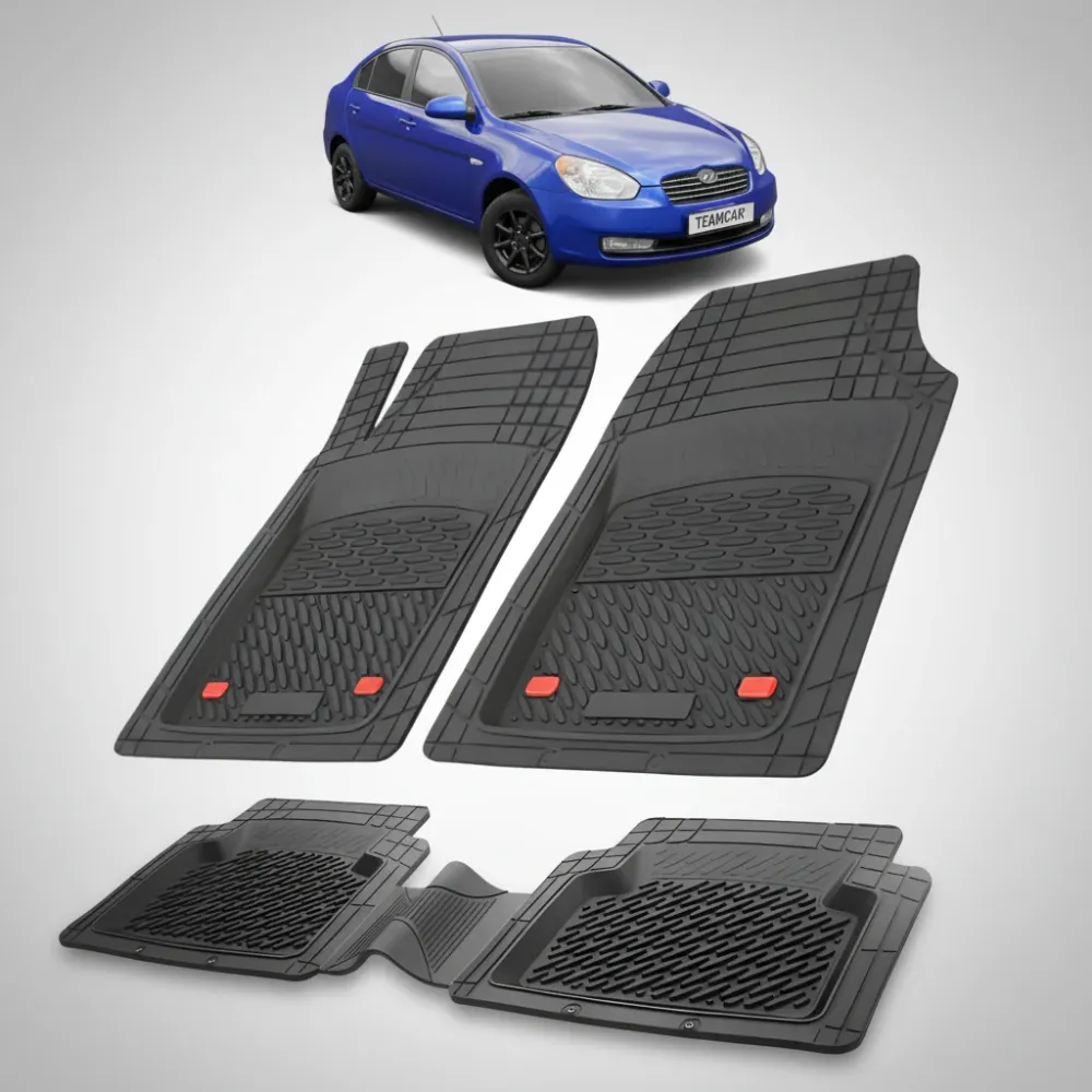 Gummifußmatten, Typ Wanne, für Hyundai Accent III (2006–2010) – Schwarz