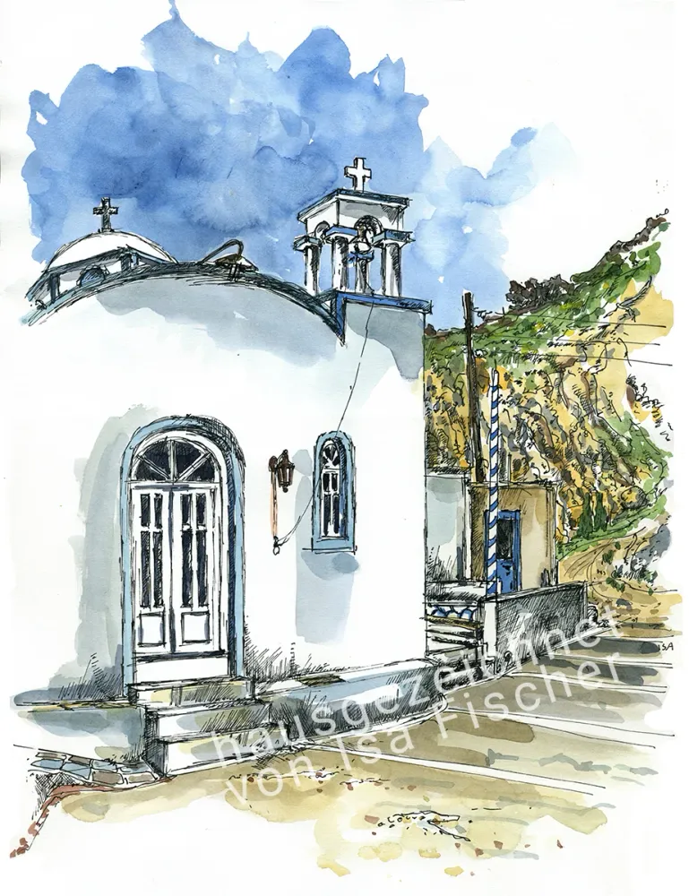 Originalzeichnung "Kirche Firopotamos"