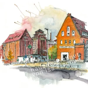 Originalzeichnung Zollamt Hafen