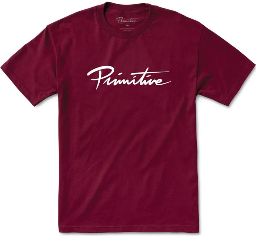 Primitive Nuevo Script Tee Burgundy