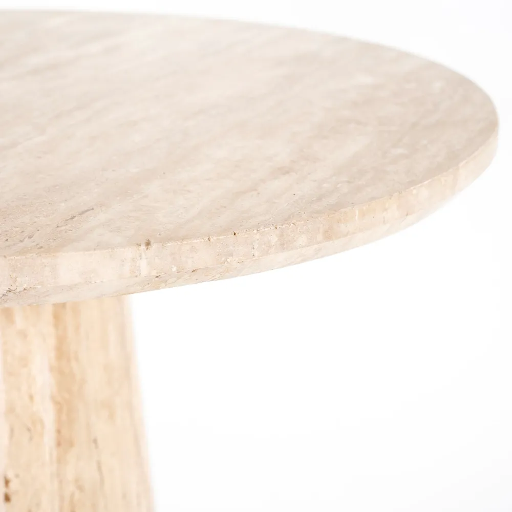 Runder Café-Tisch AIME hellbeige Travertin