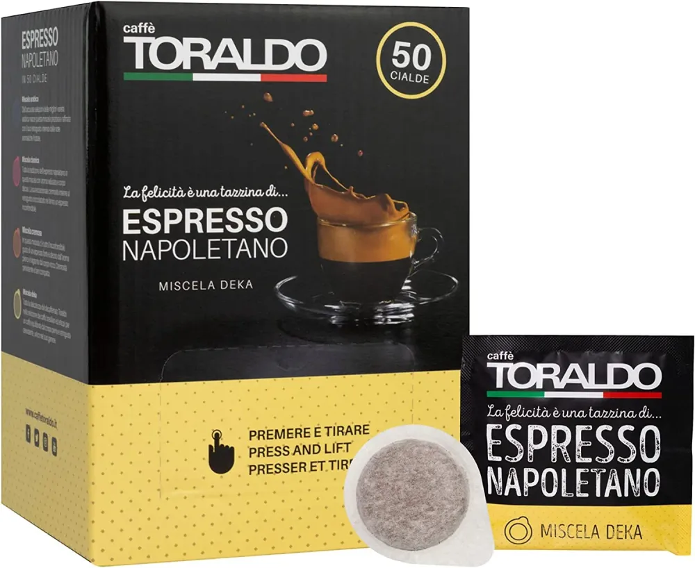 50 Schoten ESE 44mm Caffè Toraldo Entkoffeinierte Mischung DEK