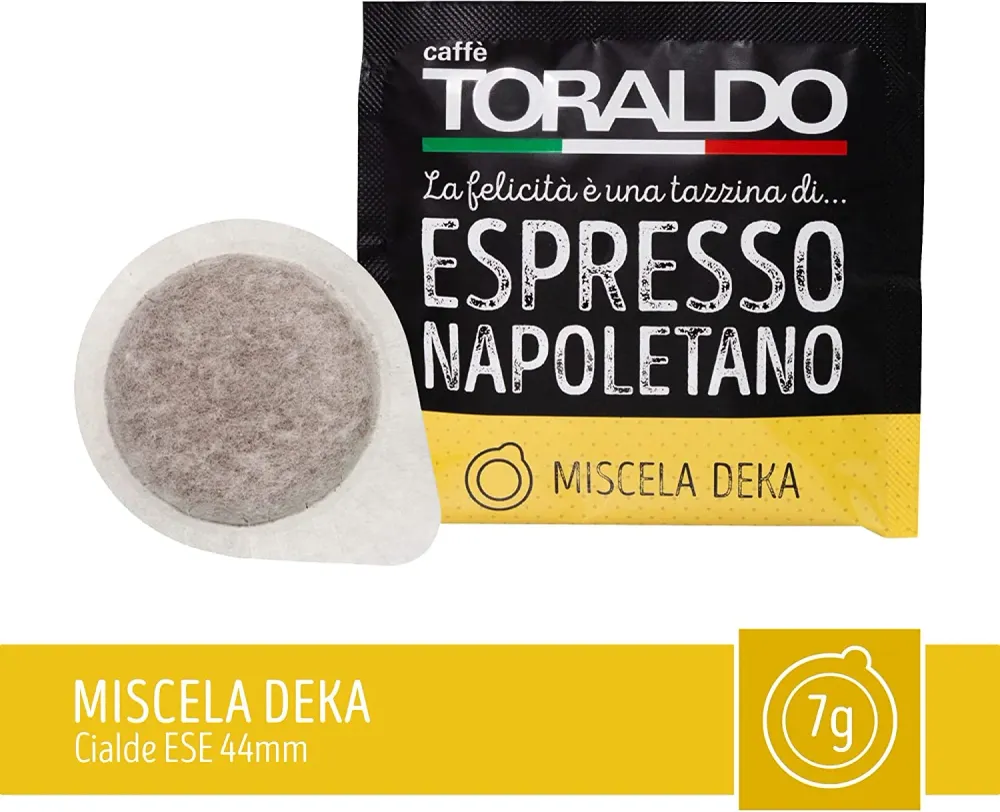 50 Schoten ESE 44mm Caffè Toraldo Entkoffeinierte Mischung DEK