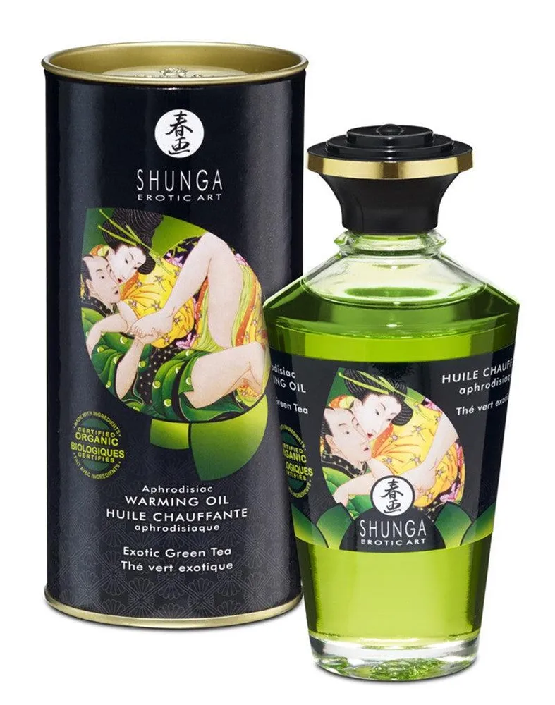 Shunga – Aphrodisiakum – Wärmendes Öl für erogene Zonen – zum Küssen/Lecken – exotischer grüner Tee