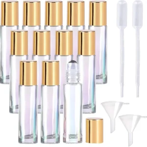 12 Stück Ätherische Öle Roller Flaschen Glas Roll On 10ml leer Nachfüllbar