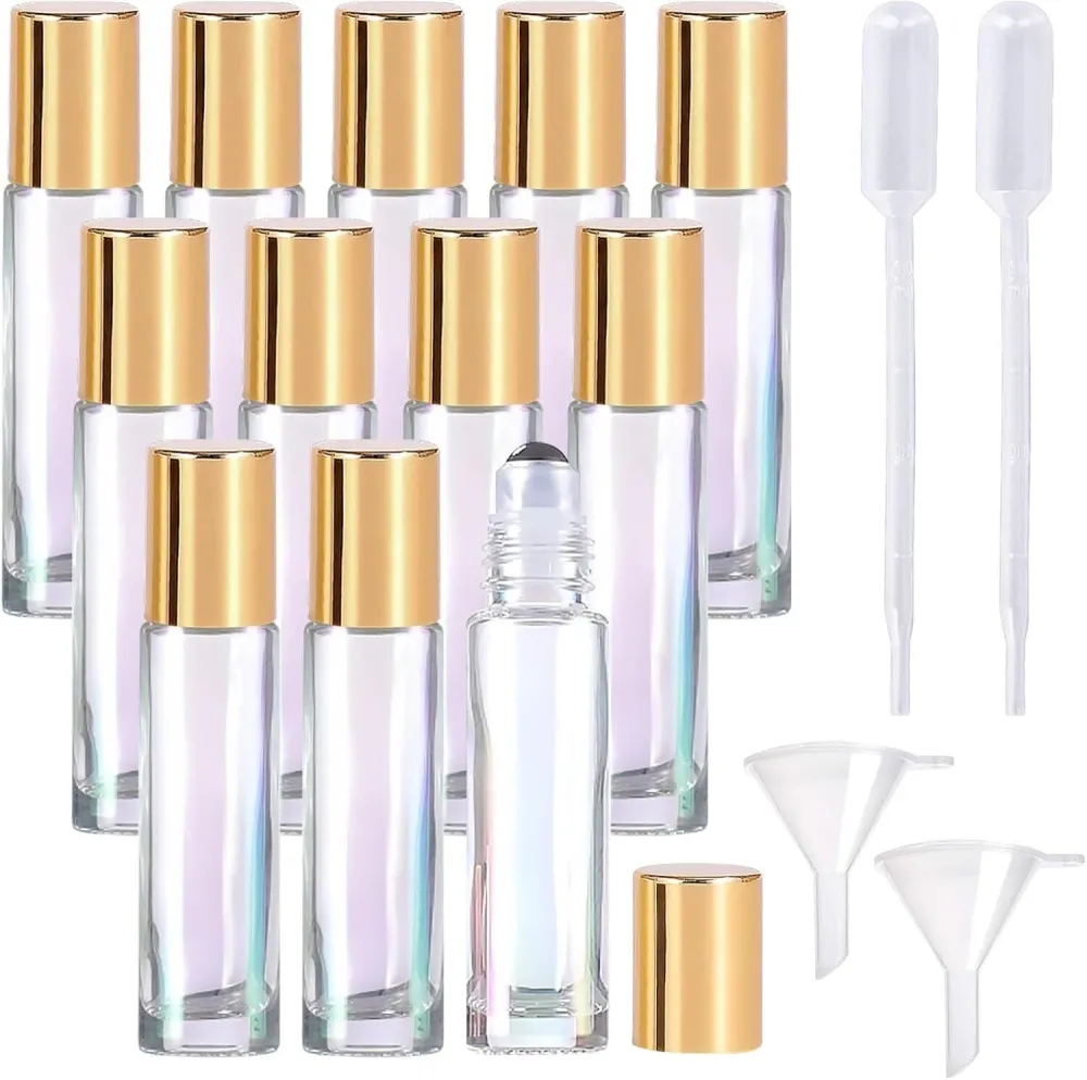 12 Stück Ätherische Öle Roller Flaschen Glas Roll On 10ml leer Nachfüllbar