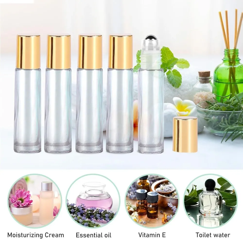 12 Stück Ätherische Öle Roller Flaschen Glas Roll On 10ml leer Nachfüllbar