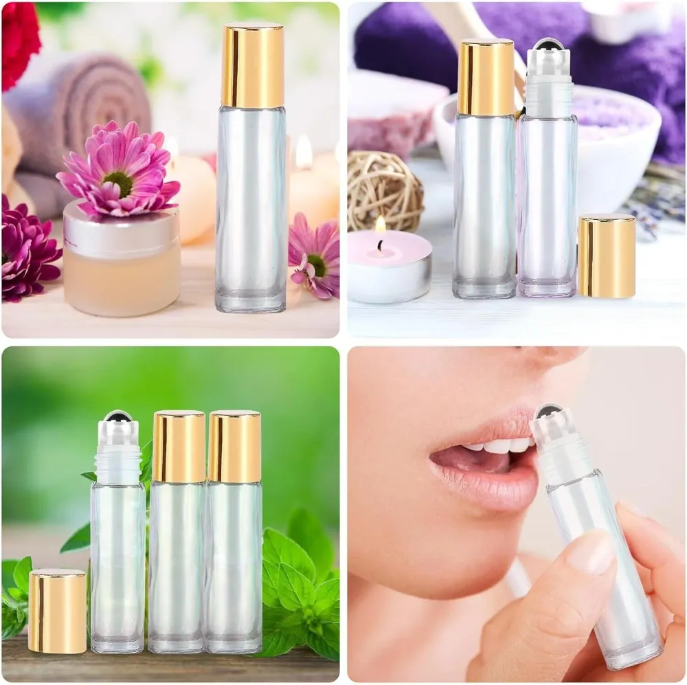 12 Stück Ätherische Öle Roller Flaschen Glas Roll On 10ml leer Nachfüllbar