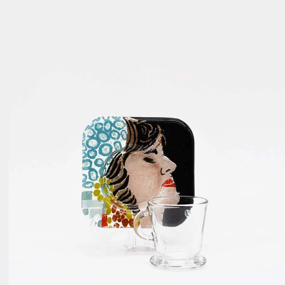 Tasse und Untertasse aus Fusingglas "Amália"