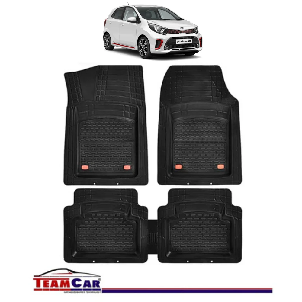 TeamCar® Automatten für Kia Picanto JA (ab 2017) – Schwarz – Strapazierfähige Gummimatte
