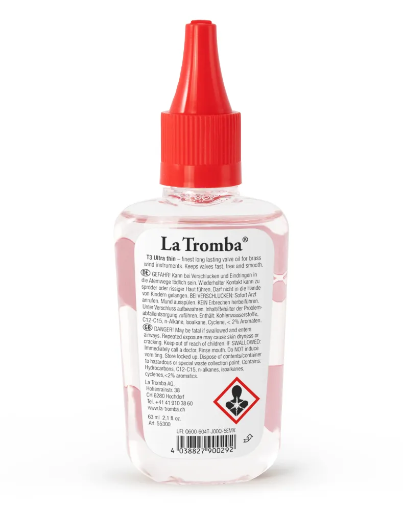 La Tromba AG Valve Oil Ultra Thin T3 – Ventilöl rot, 63 ml, Neu & OVP