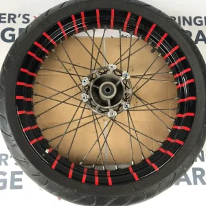 vordere Speichenfelge mit Reifen, Derbi/Aprilia/Gilera, 100/80-17, 12mm Achsdurchmesser
