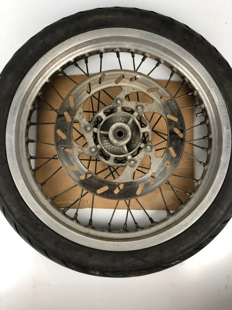 vordere Speichenfelge mit Reifen, Derbi/Aprilia/Gilera, 100/80-17, 12mm Achsdurchmesser