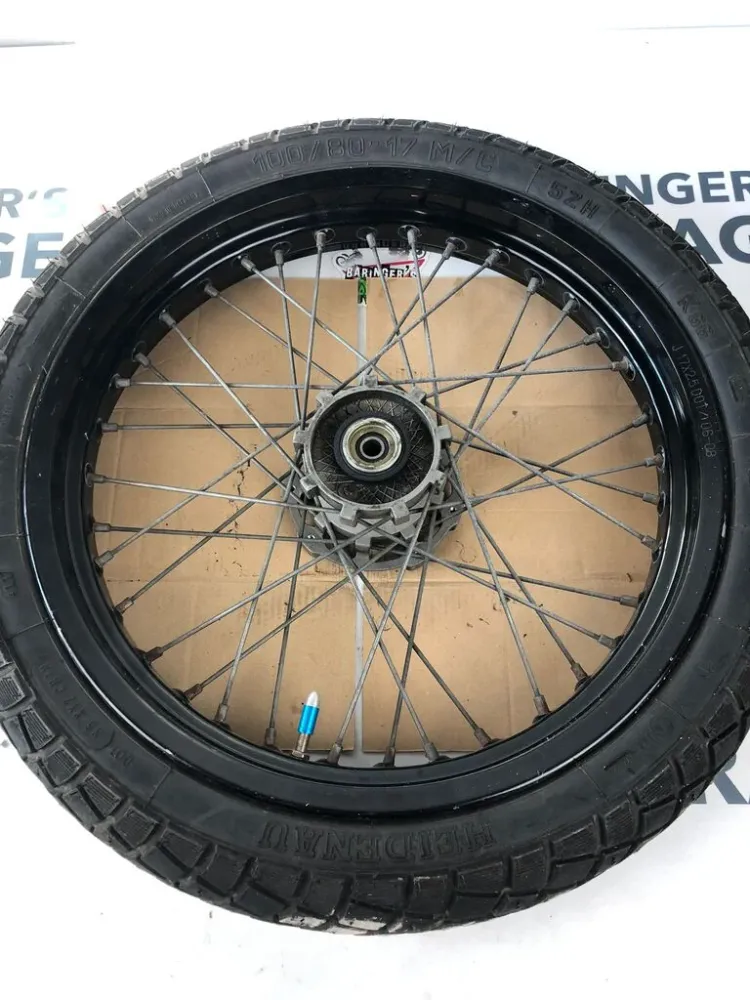 vordere Speichenfelge mit Reifen, Derbi/Aprilia/Gilera, 100/80-17, 12mm Achsdurchmesser