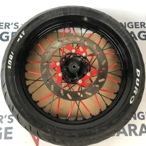 vordere Speichenfelge mit Reifen, Derbi/Aprilia/Gilera, 100/80-17, 12mm Achsdurchmesser
