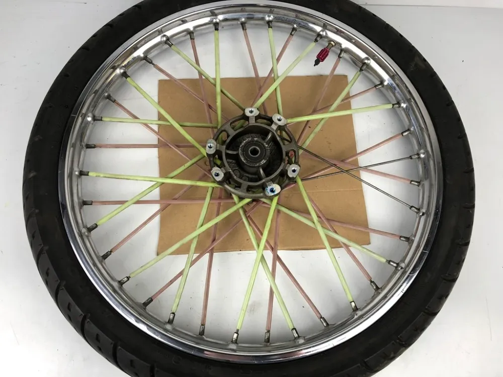vordere Speichenfelge mit SM Reifen, Derbi/Aprilia/Gilera, 80/90-21, 12mm Achsdurchmesser