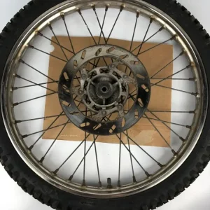 vordere Speichenfelge mit Stollenreifen, Derbi/Aprilia/Gilera, 80/90-21, 12mm Achsdurchmesser