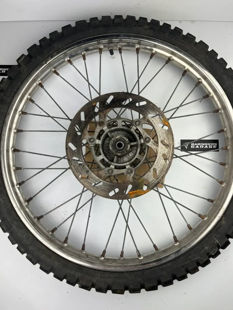 vordere Speichenfelge mit Stollenreifen, Derbi/Aprilia/Gilera, 80/90-21, 12mm Achsdurchmesser