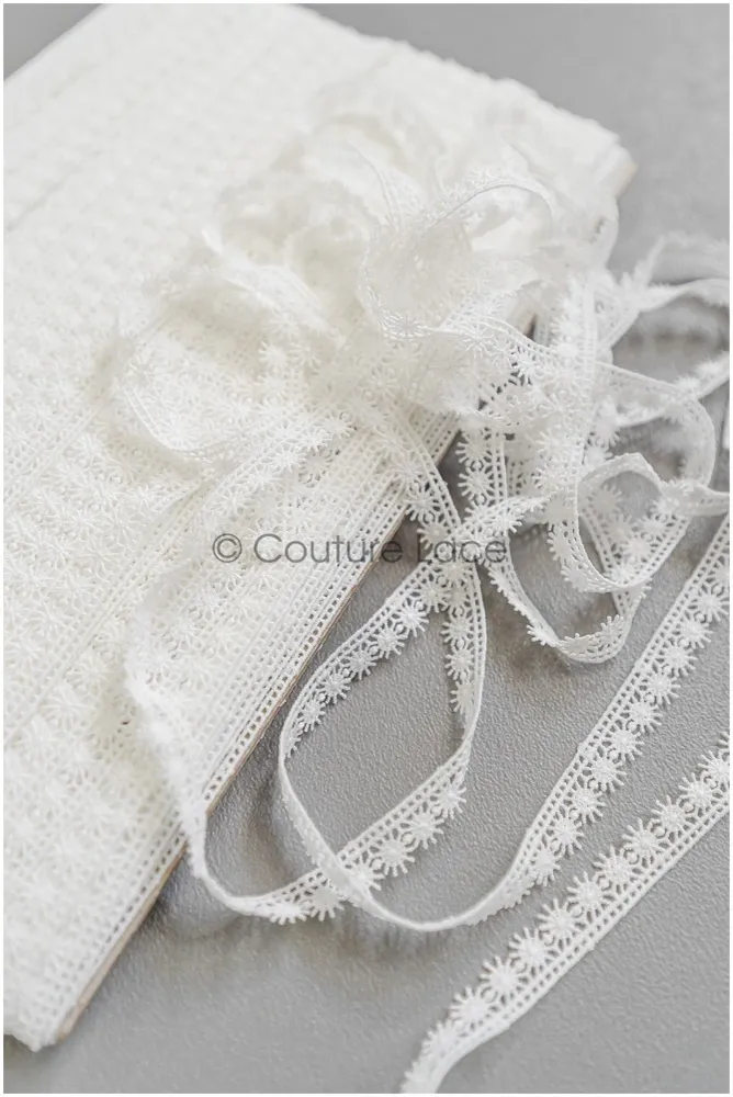 4yds Boho gehäkelte Spitzenborte/ Off-White Spitzenbesatz/ Braut Guipure Spitze Borte/ Schneeflocke Spitze// T22-198