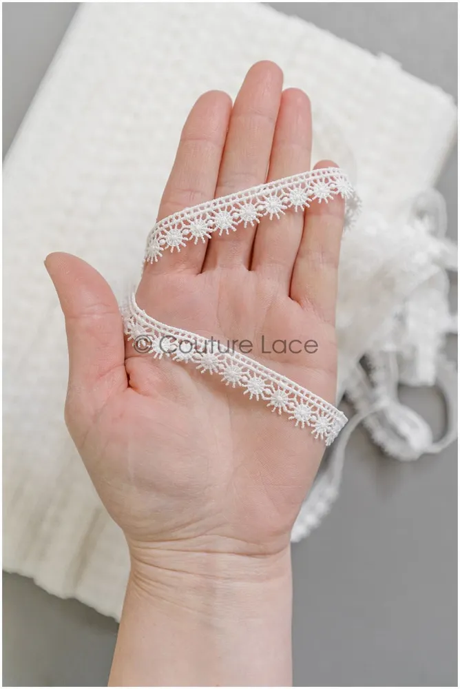 4yds Boho gehäkelte Spitzenborte/ Off-White Spitzenbesatz/ Braut Guipure Spitze Borte/ Schneeflocke Spitze// T22-198