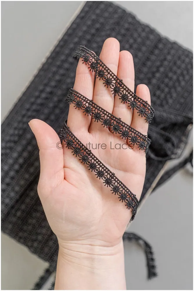 4yds Boho Häkel Spitzen Borte/ Schwarze Spitzenborte/ Braut Guipure Spitzenborte/ Schwarze Spitze// T22-199