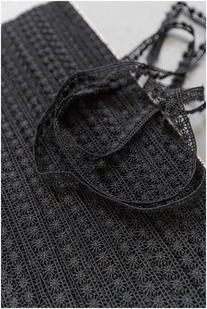 4yds Boho Häkel Spitzen Borte/ Schwarze Spitzenborte/ Braut Guipure Spitzenborte/ Schwarze Spitze// T22-199