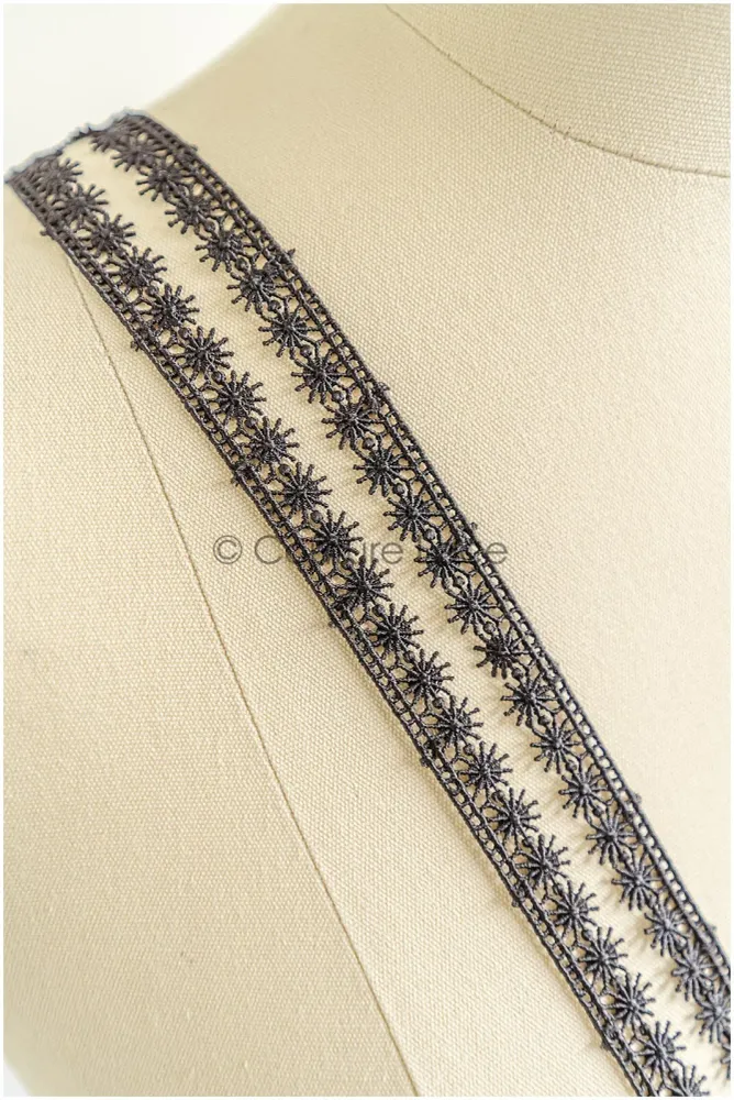 4yds Boho Häkel Spitzen Borte/ Schwarze Spitzenborte/ Braut Guipure Spitzenborte/ Schwarze Spitze// T22-199
