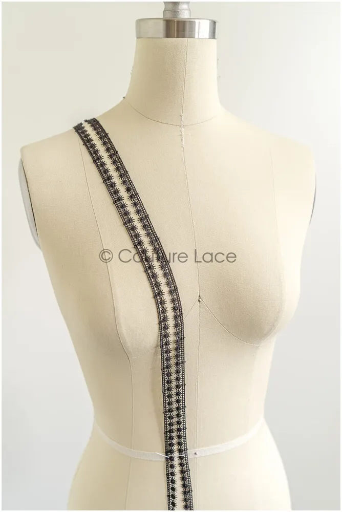 4yds Boho Häkel Spitzen Borte/ Schwarze Spitzenborte/ Braut Guipure Spitzenborte/ Schwarze Spitze// T22-199