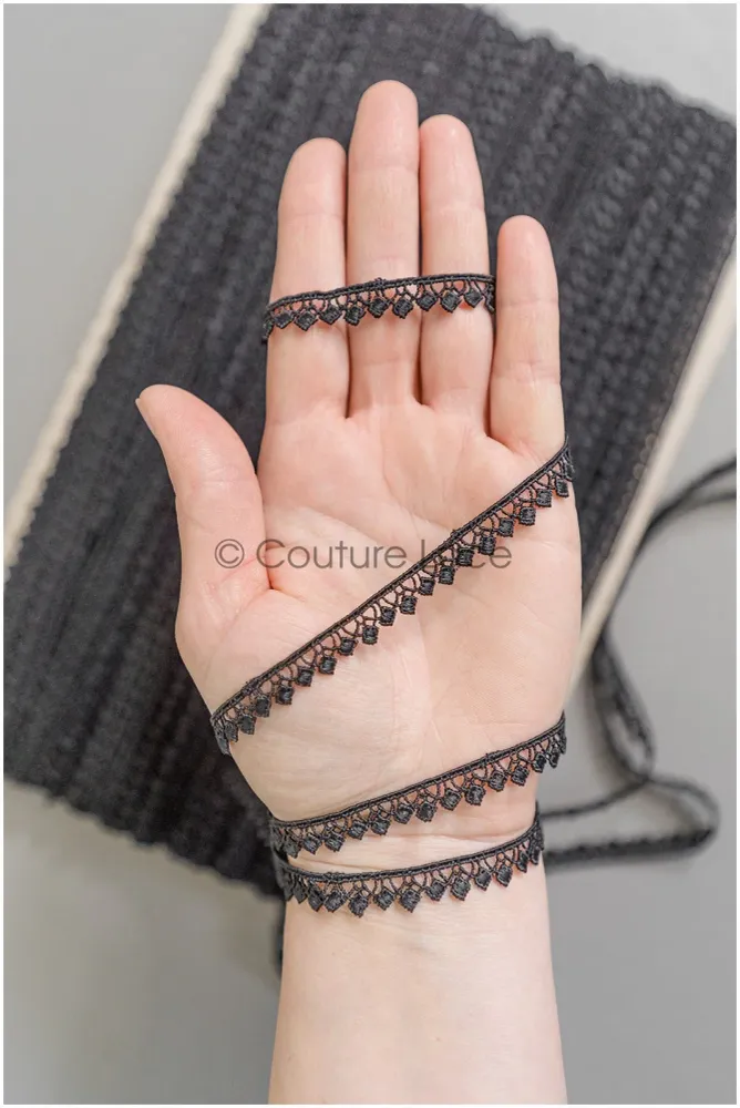 4yds Boho Spitzen Borte/ schwarze Spitzenborte/ Braut Guipure Spitzenborte/ Spitzenbesatz// T22-195