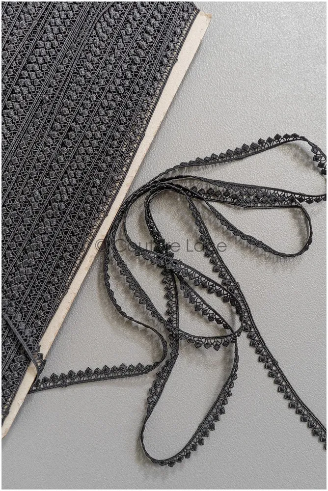 4yds Boho Spitzen Borte/ schwarze Spitzenborte/ Braut Guipure Spitzenborte/ Spitzenbesatz// T22-195