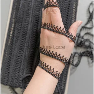 4yds / schwarze Boho Häkel spitzen borte / geometrische Spitzen borte / Braut Guipure Spitzen borte / schwarze Spitze// T2...