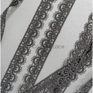 4yds / schwarze Boho Häkel spitzen borte / geometrische Spitzen borte / Braut Guipure Spitzen borte / schwarze Spitze// T2...