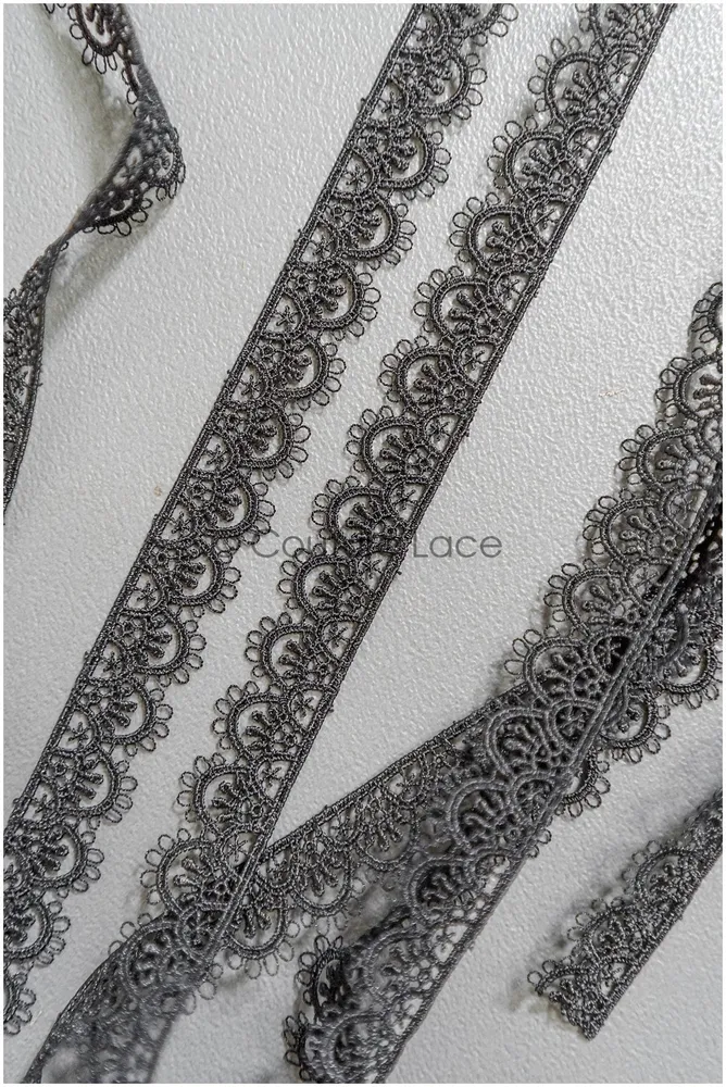 4yds / schwarze Boho Häkel spitzen borte / geometrische Spitzen borte / Braut Guipure Spitzen borte / schwarze Spitze// T2...
