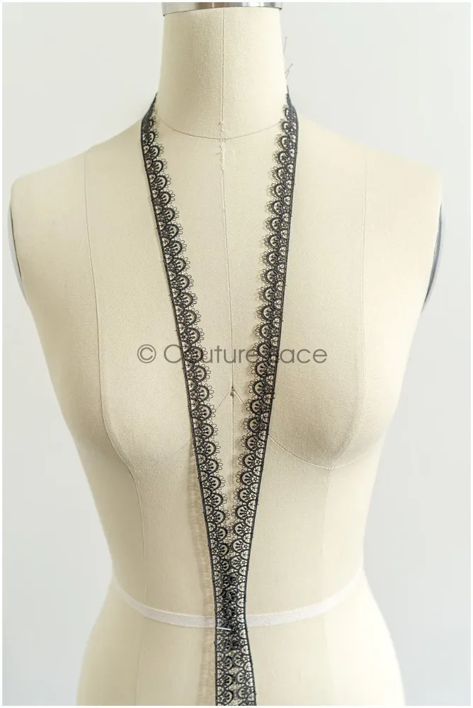 4yds / schwarze Boho Häkel spitzen borte / geometrische Spitzen borte / Braut Guipure Spitzen borte / schwarze Spitze// T2...
