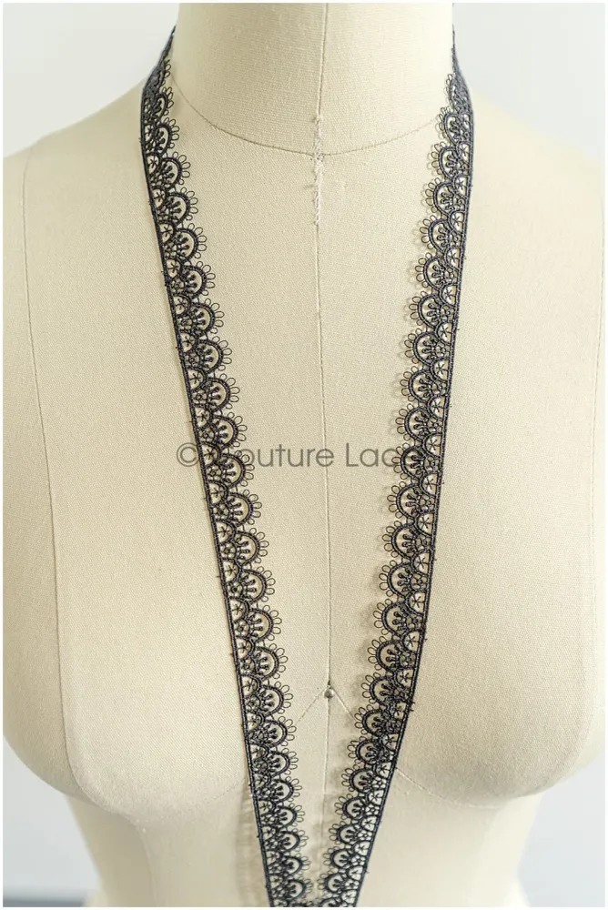 4yds / schwarze Boho Häkel spitzen borte / geometrische Spitzen borte / Braut Guipure Spitzen borte / schwarze Spitze// T2...